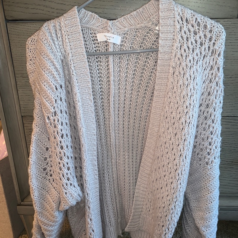 Light grey chunky knit cardigan